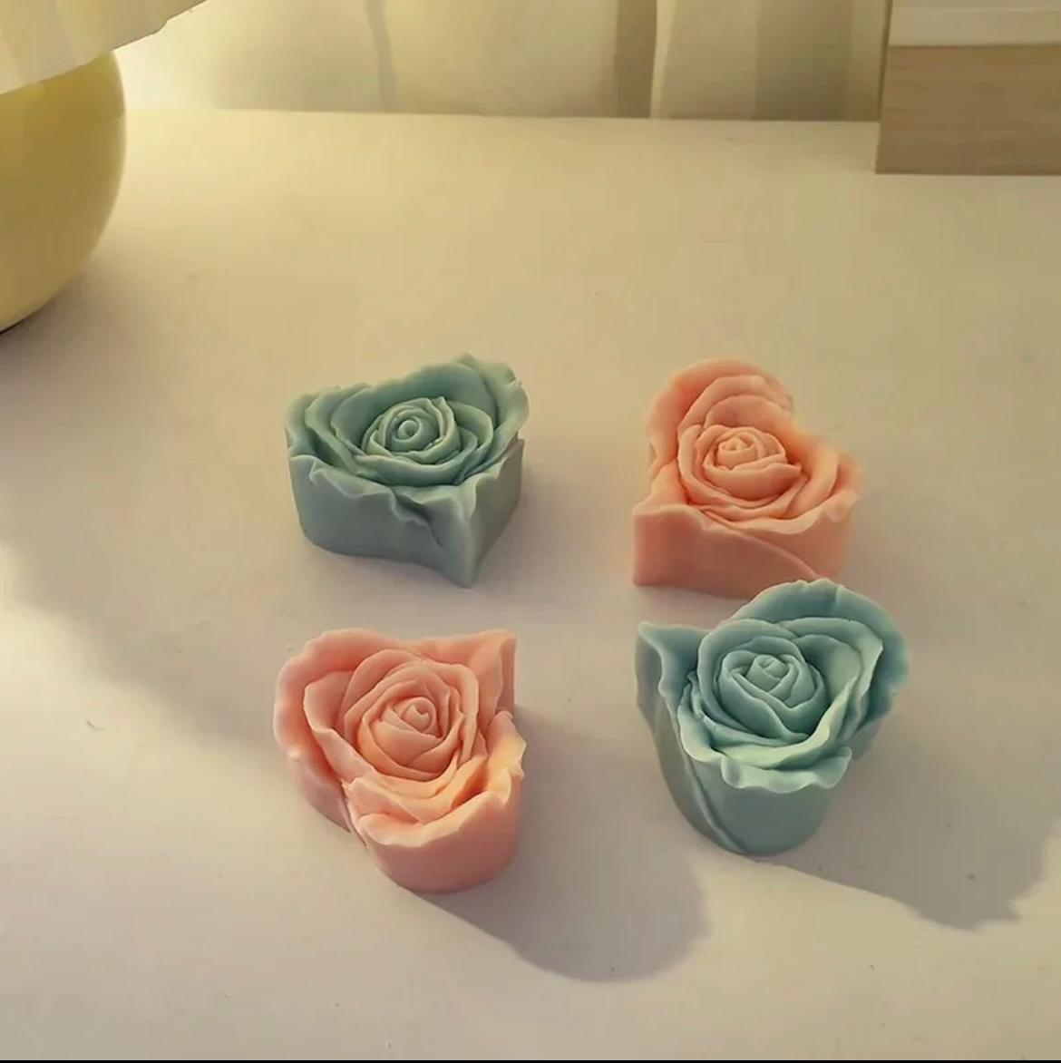 Candele Profumate 3D a Forma di Cuore di Rose