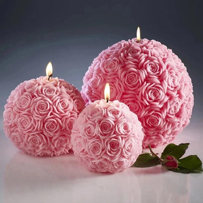 Candela Profumata a Sfera con Design di Rosa 3D