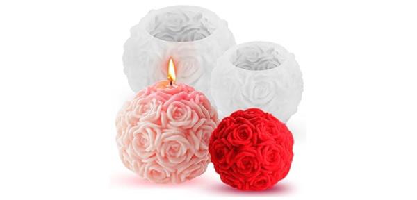 Candela Profumata a Sfera con Design di Rosa 3D