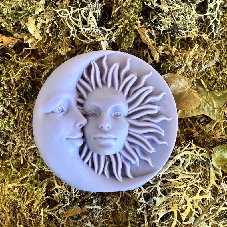 Candele Naturali a Forma di Sun Moon Face Senza Parabeni