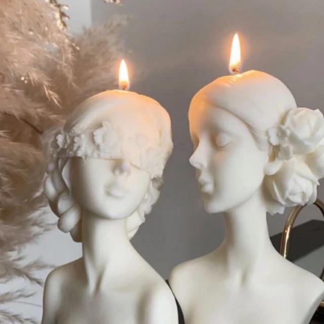 Candele Artistiche Statua 2 ragazze un pezzo unico design